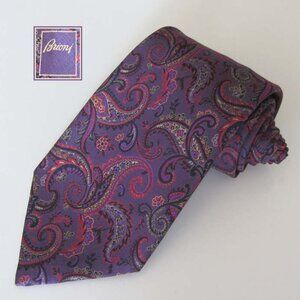 BRIONI dis. 06006 paisley motif silk tie purple/multicolor Italy